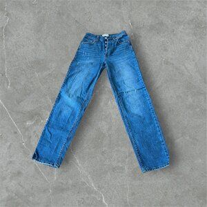 Universal Thread High Rise Straight Jeans Women’s Blue Denim Button Sz 00